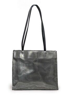 Vintage Danier Metallic Grey Nylon Tote Bag Shoulder Bag Purse Shimmering